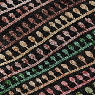 Piper Looms Mayfield Stripes AMF823 Black Machine Washable Area Rug Swatch Image