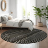Piper Looms Mayfield Stripes AMF823 Taupe Machine Washable Area Rug Round Lifestyle Image Feature