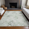 Piper Looms Mayfield Squares AMF824 Green Machine Washable Area Rug Lifestyle Image Feature