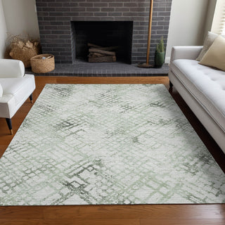 Piper Looms Mayfield Squares AMF824 Green Machine Washable Area Rug Lifestyle Image Feature