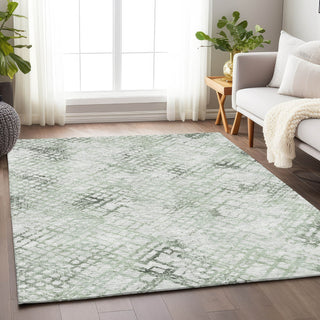 Piper Looms Mayfield Squares AMF824 Green Machine Washable Area Rug Lifestyle Image Feature