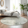 Piper Looms Mayfield Squares AMF824 Green Machine Washable Area Rug Round Lifestyle Image Feature