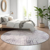 Piper Looms Mayfield Squares AMF824 Purple Machine Washable Area Rug Round Lifestyle Image Feature
