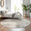 Piper Looms Mayfield Squares AMF824 Taupe Machine Washable Area Rug Round Lifestyle Image Feature