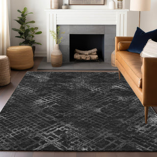 Piper Looms Mayfield Squares AMF825 Charcoal Machine Washable Area Rug Lifestyle Image Feature