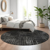 Piper Looms Mayfield Squares AMF825 Charcoal Machine Washable Area Rug Round Lifestyle Image Feature