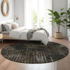 Piper Looms Mayfield Squares AMF825 Fudge Machine Washable Area Rug Round Lifestyle Image Feature