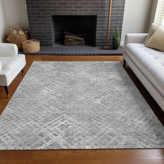 Piper Looms Mayfield Squares AMF825 Gray Machine Washable Area Rug Lifestyle Image Feature