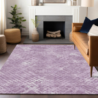 Piper Looms Mayfield Squares AMF825 Lavender Machine Washable Area Rug Lifestyle Image Feature