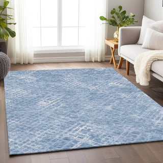 Piper Looms Mayfield Squares AMF825 Sky Machine Washable Area Rug Lifestyle Image Feature