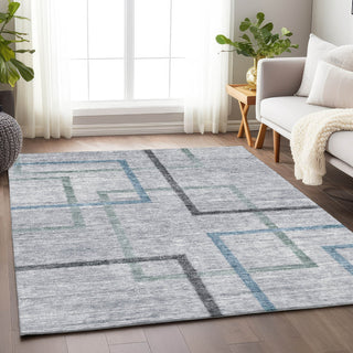 Piper Looms Mayfield Geometric AMF826 Gray Machine Washable Area Rug Lifestyle Image Feature