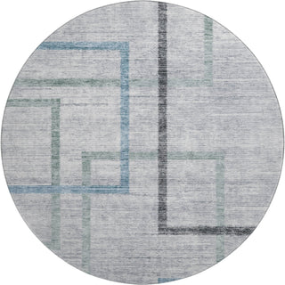 Piper Looms Mayfield Geometric AMF826 Gray Machine Washable Area Rug Round Main Image