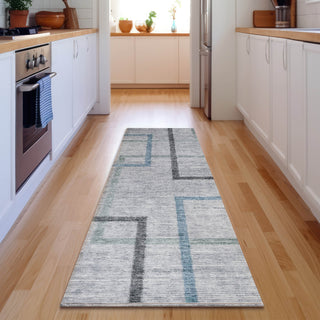 Piper Looms Mayfield Geometric AMF826 Gray Machine Washable Area Rug Runner Lifestyle Image Feature