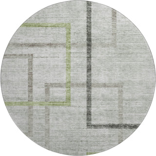 Piper Looms Mayfield Geometric AMF826 Green Machine Washable Area Rug Round Main Image