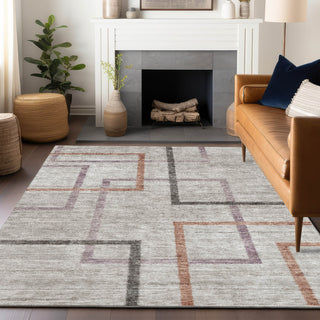 Piper Looms Mayfield Geometric AMF826 Taupe Machine Washable Area Rug Lifestyle Image Feature