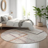 Piper Looms Mayfield Geometric AMF826 Taupe Machine Washable Area Rug Round Lifestyle Image Feature