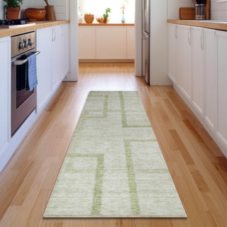 Piper Looms Mayfield Geometric AMF827 Aloe Machine Washable Area Rug Runner Lifestyle Image Feature