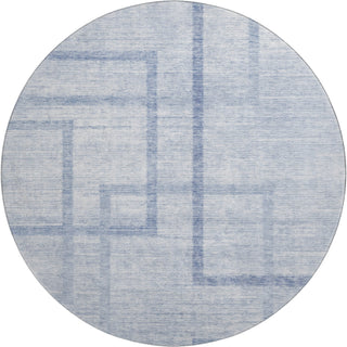 Piper Looms Mayfield Geometric AMF827 Sky Machine Washable Area Rug Round Main Image