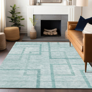 Piper Looms Mayfield Geometric AMF827 Teal Machine Washable Area Rug Lifestyle Image Feature