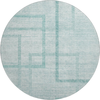 Piper Looms Mayfield Geometric AMF827 Teal Machine Washable Area Rug Round Main Image