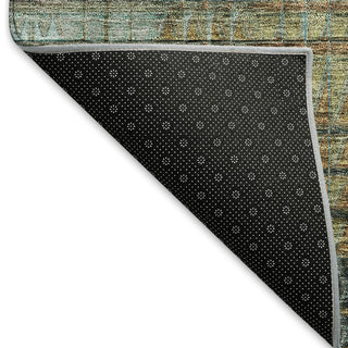 Piper Looms Mayfield Triangles AMF828 Green Machine Washable Area Rug Backing Image