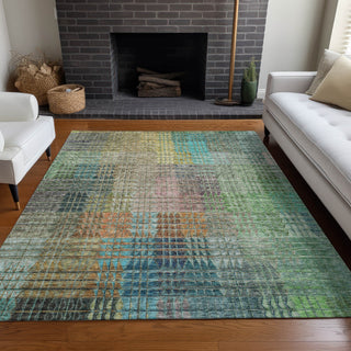 Piper Looms Mayfield Triangles AMF828 Green Machine Washable Area Rug Lifestyle Image Feature