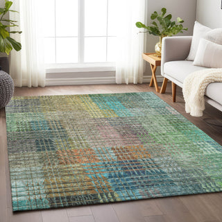 Piper Looms Mayfield Triangles AMF828 Green Machine Washable Area Rug Lifestyle Image Feature