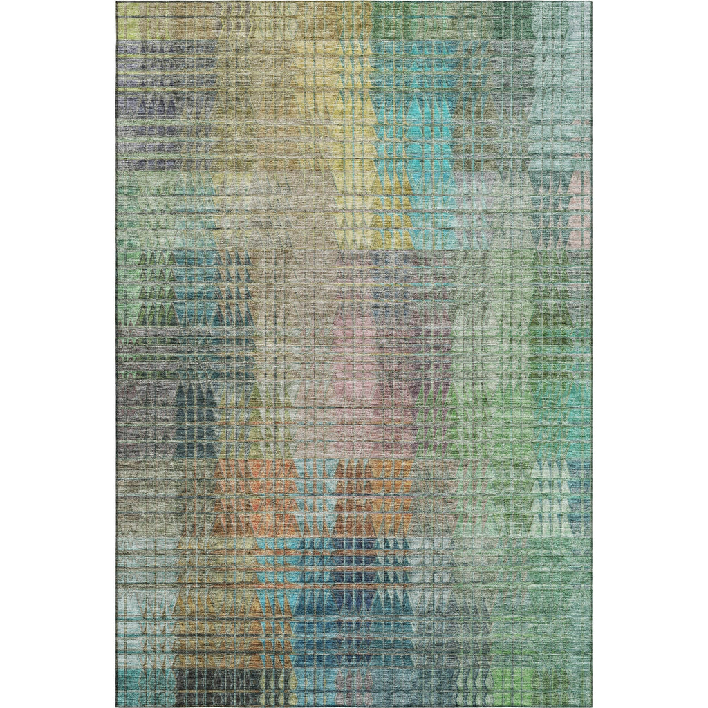 Piper Looms Mayfield Triangles AMF828 Green Machine Washable Area Rug main image