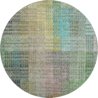 Piper Looms Mayfield Triangles AMF828 Green Machine Washable Area Rug Round Main Image