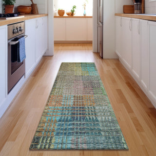 Piper Looms Mayfield Triangles AMF828 Green Machine Washable Area Rug Runner Lifestyle Image Feature