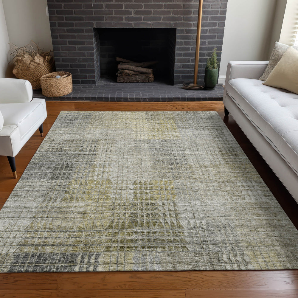 Piper Looms Mayfield Triangles AMF828 Taupe Machine Washable Area Rug Lifestyle Image Feature