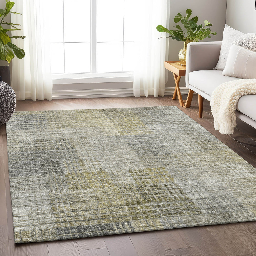 Piper Looms Mayfield Triangles AMF828 Taupe Machine Washable Area Rug Lifestyle Image Feature