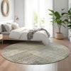 Piper Looms Mayfield Triangles AMF828 Taupe Machine Washable Area Rug Round Lifestyle Image Feature