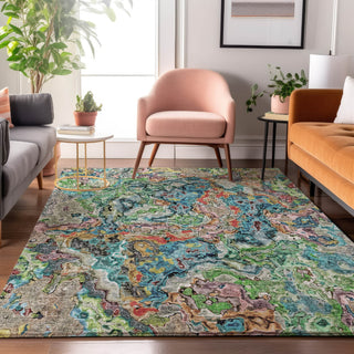 Piper Looms Mayfield Abstract AMF829 Blue Machine Washable Area Rug Lifestyle Image Feature