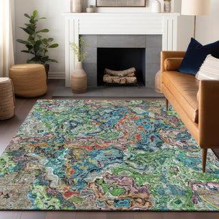 Piper Looms Mayfield Abstract AMF829 Blue Machine Washable Area Rug Lifestyle Image Feature