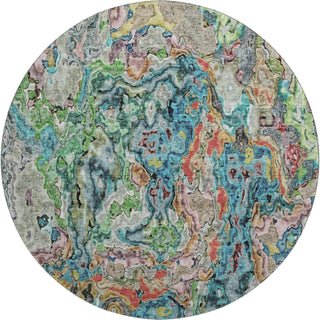 Piper Looms Mayfield Abstract AMF829 Blue Machine Washable Area Rug Round Main Image