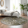 Piper Looms Mayfield Abstract AMF829 Brown Machine Washable Area Rug Round Lifestyle Image Feature