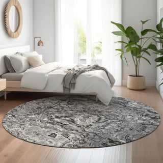 Piper Looms Mayfield Abstract AMF829 Gray Machine Washable Area Rug Round Lifestyle Image Feature