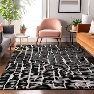 Piper Looms Mayfield Lines AMF830 Black Machine Washable Area Rug Lifestyle Image Feature