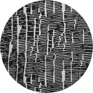 Piper Looms Mayfield Lines AMF830 Black Machine Washable Area Rug Round Main Image