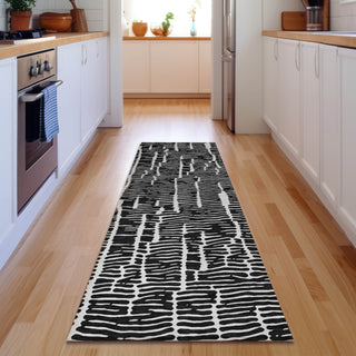 Piper Looms Mayfield Lines AMF830 Black Machine Washable Area Rug Runner Lifestyle Image Feature