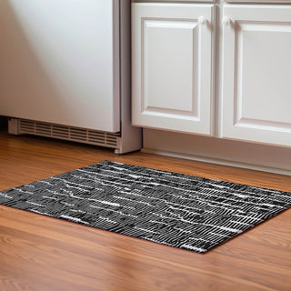Piper Looms Mayfield Lines AMF830 Black Machine Washable Area Rug Scatter Lifestyle Image Feature
