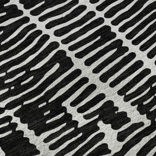 Piper Looms Mayfield Lines AMF830 Black Machine Washable Area Rug Swatch Image