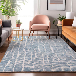 Piper Looms Mayfield Lines AMF830 Blue Machine Washable Area Rug Lifestyle Image Feature