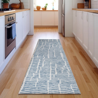 Piper Looms Mayfield Lines AMF830 Blue Machine Washable Area Rug Runner Lifestyle Image Feature
