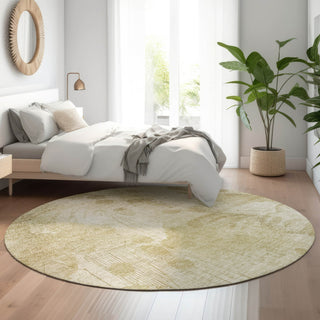 Piper Looms Mayfield Floral AMF832 Beige Machine Washable Area Rug Round Lifestyle Image Feature