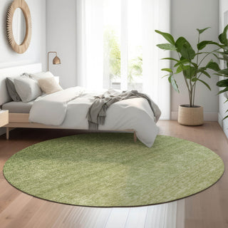 Piper Looms Mayfield Ombre AMF833 Green Machine Washable Area Rug Round Lifestyle Image Feature