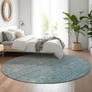 Piper Looms Mayfield Ombre AMF833 Teal Machine Washable Area Rug Round Lifestyle Image Feature