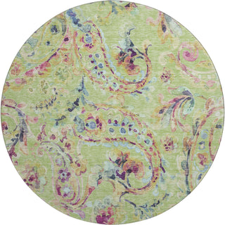 Piper Looms Mayfield Paisley AMF834 Aloe Machine Washable Area Rug Round Main Image
