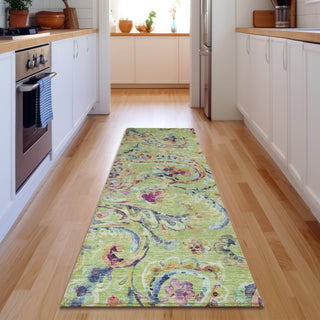 Piper Looms Mayfield Paisley AMF834 Aloe Machine Washable Area Rug Runner Lifestyle Image Feature